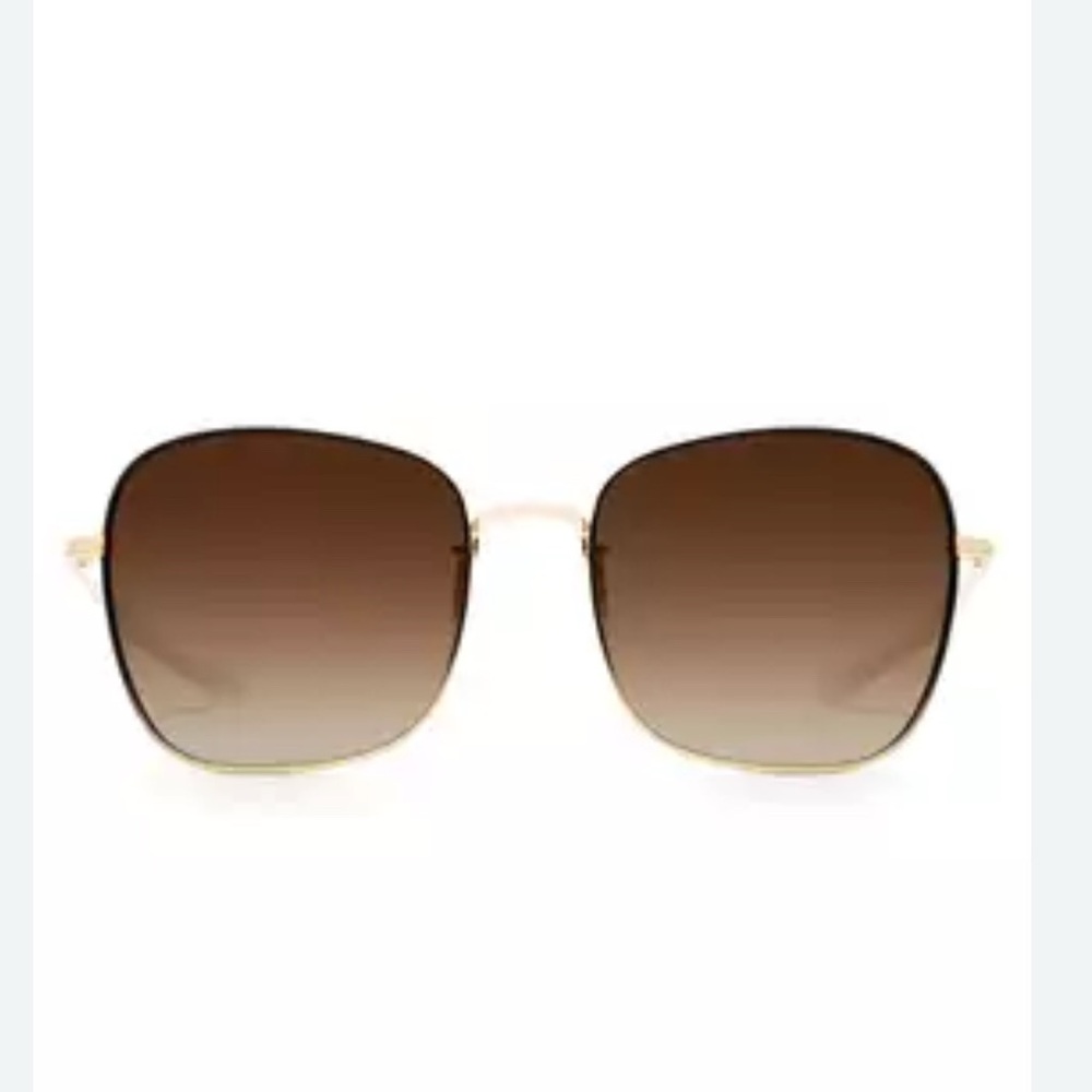 KREWE Style Sabine Gold and Brown Square Sunglasses